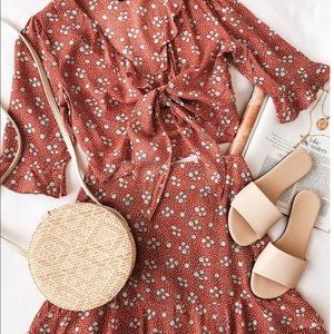 NWT - XS - Lulu’s Terra Cotta Floral Two-Piece Set